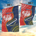 Custom Dragons And Cowboys Rugby Garden Flag Aboriginal Mix Polynesian Pattern