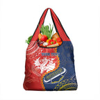 Custom Dragons And Cowboys Rugby Grocery Bag Aboriginal Mix Polynesian Pattern