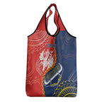 Custom Dragons And Cowboys Rugby Grocery Bag Aboriginal Mix Polynesian Pattern