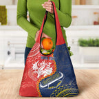 Custom Dragons And Cowboys Rugby Grocery Bag Aboriginal Mix Polynesian Pattern