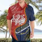 Custom Dragons And Cowboys Rugby Hawaiian Shirt Aboriginal Mix Polynesian Pattern