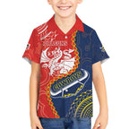 Custom Dragons And Cowboys Rugby Hawaiian Shirt Aboriginal Mix Polynesian Pattern