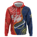 Custom Dragons And Cowboys Rugby Hoodie Aboriginal Mix Polynesian Pattern