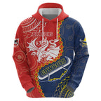 Custom Dragons And Cowboys Rugby Hoodie Aboriginal Mix Polynesian Pattern