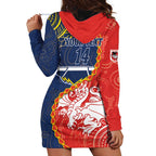 Custom Dragons And Cowboys Rugby Hoodie Dress Aboriginal Mix Polynesian Pattern