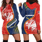 Custom Dragons And Cowboys Rugby Hoodie Dress Aboriginal Mix Polynesian Pattern