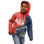 Custom Dragons And Cowboys Rugby Kid Hoodie Aboriginal Mix Polynesian Pattern