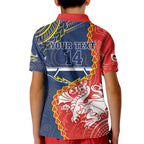 Custom Dragons And Cowboys Rugby Kid Polo Shirt Aboriginal Mix Polynesian Pattern