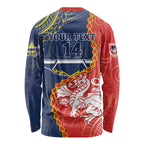 Custom Dragons And Cowboys Rugby Long Sleeve Shirt Aboriginal Mix Polynesian Pattern