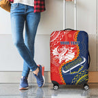 Custom Dragons And Cowboys Rugby Luggage Cover Aboriginal Mix Polynesian Pattern