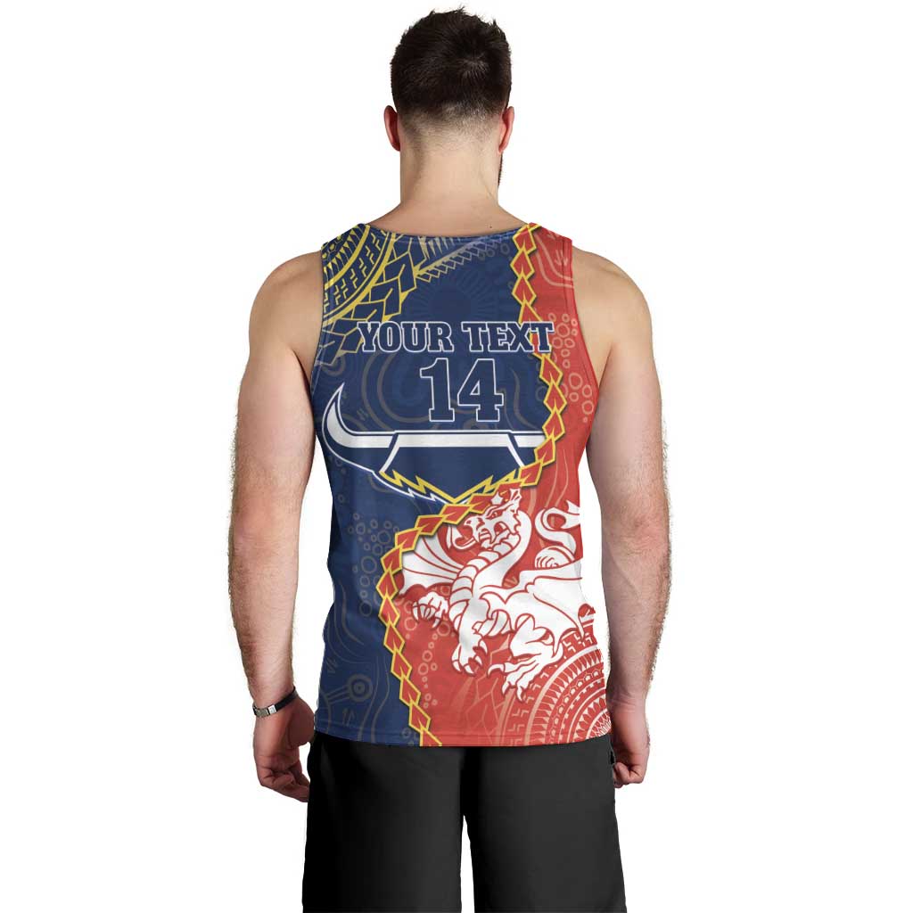 Custom Dragons And Cowboys Rugby Men Tank Top Aboriginal Mix Polynesian Pattern