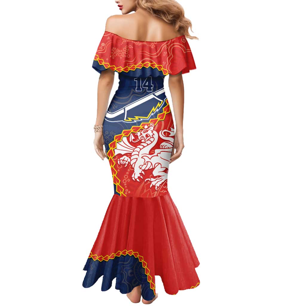 Custom Dragons And Cowboys Rugby Mermaid Dress Aboriginal Mix Polynesian Pattern