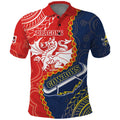 Custom Dragons And Cowboys Rugby Polo Shirt Aboriginal Mix Polynesian Pattern