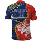 Custom Dragons And Cowboys Rugby Polo Shirt Aboriginal Mix Polynesian Pattern