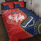 Custom Dragons And Cowboys Rugby Quilt Bed Set Aboriginal Mix Polynesian Pattern
