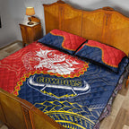Custom Dragons And Cowboys Rugby Quilt Bed Set Aboriginal Mix Polynesian Pattern