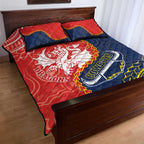 Custom Dragons And Cowboys Rugby Quilt Bed Set Aboriginal Mix Polynesian Pattern