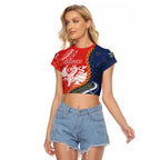 Custom Dragons And Cowboys Rugby Raglan Cropped T Shirt Aboriginal Mix Polynesian Pattern