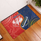 Custom Dragons And Cowboys Rugby Rubber Doormat Aboriginal Mix Polynesian Pattern