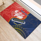 Custom Dragons And Cowboys Rugby Rubber Doormat Aboriginal Mix Polynesian Pattern
