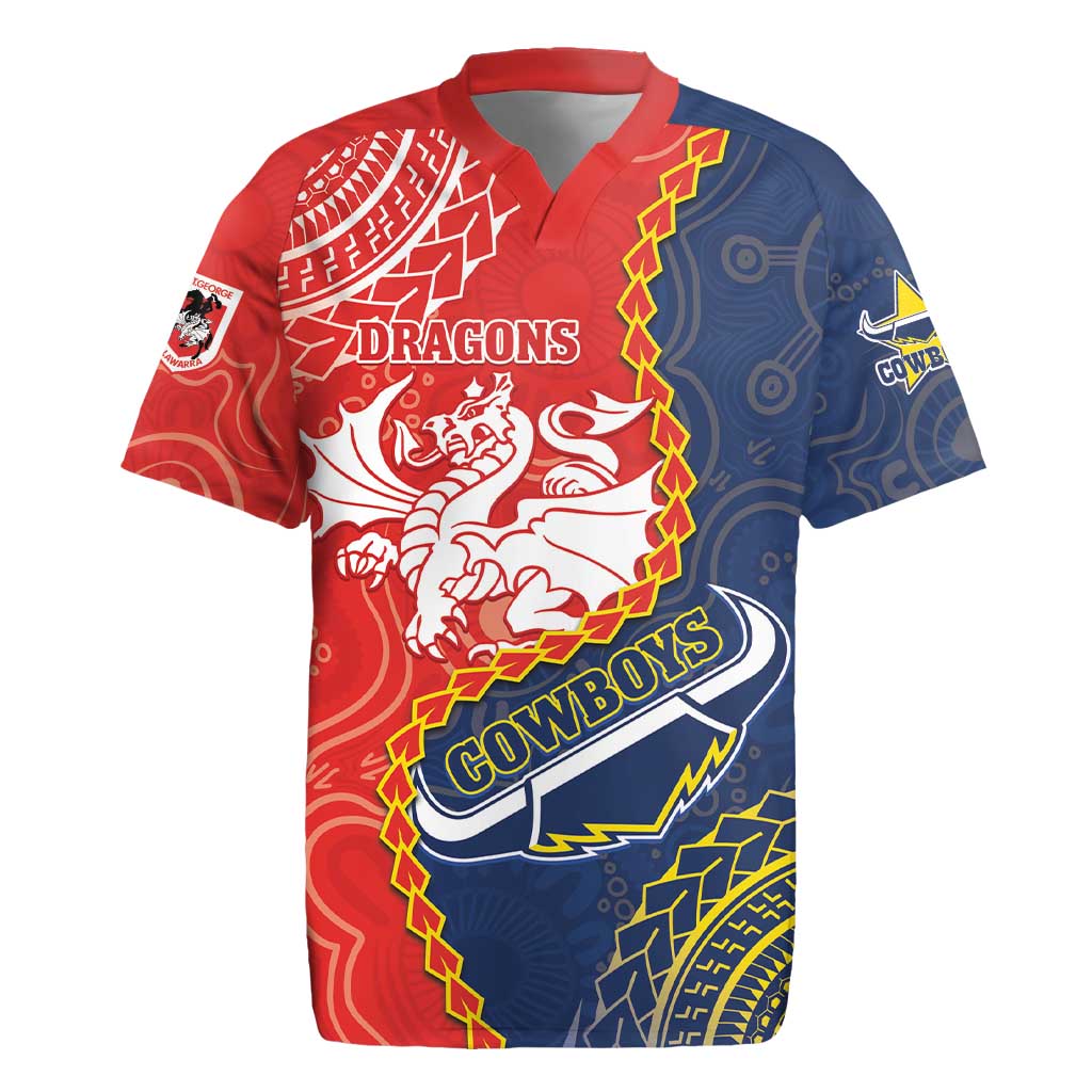 Custom Dragons And Cowboys Rugby Rugby Jersey Aboriginal Mix Polynesian Pattern