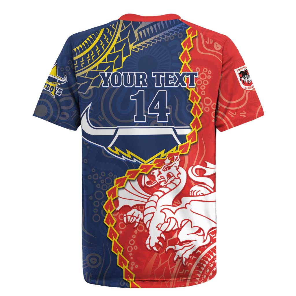 Custom Dragons And Cowboys Rugby Rugby Jersey Aboriginal Mix Polynesian Pattern