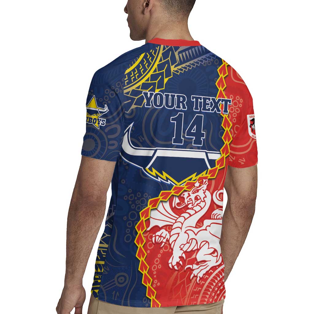 Custom Dragons And Cowboys Rugby Rugby Jersey Aboriginal Mix Polynesian Pattern