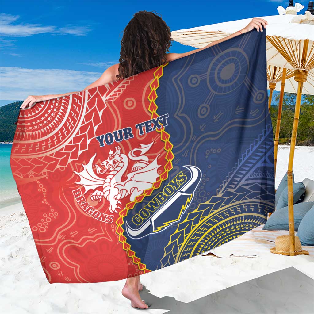 Custom Dragons And Cowboys Rugby Sarong Aboriginal Mix Polynesian Pattern