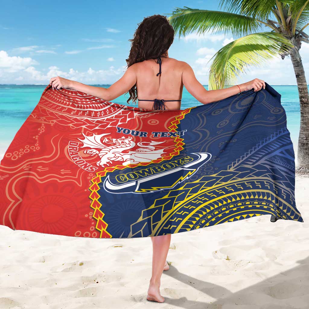 Custom Dragons And Cowboys Rugby Sarong Aboriginal Mix Polynesian Pattern