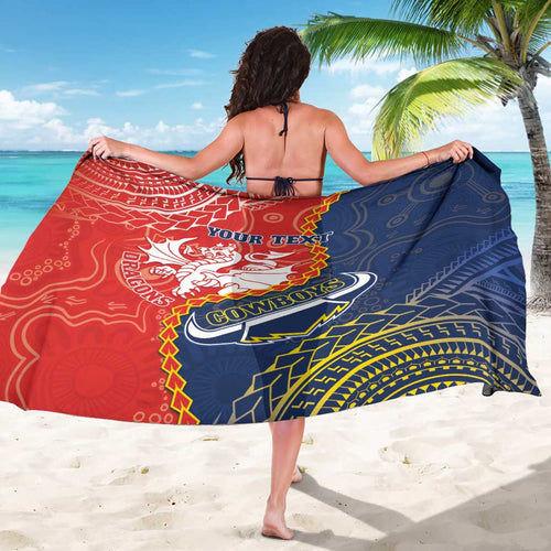 Custom Dragons And Cowboys Rugby Sarong Aboriginal Mix Polynesian Pattern