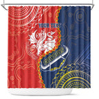 Custom Dragons And Cowboys Rugby Shower Curtain Aboriginal Mix Polynesian Pattern