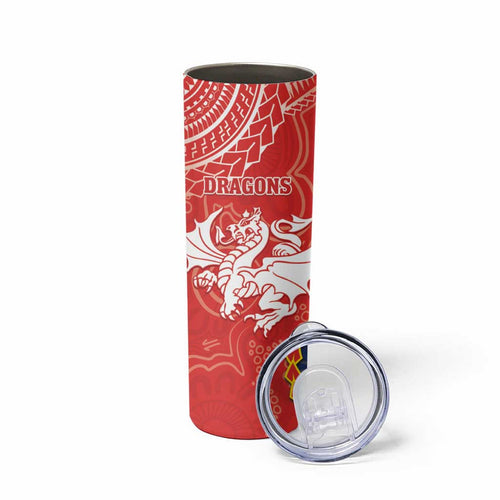 Dragons And Cowboys Rugby Skinny Tumbler Aboriginal Mix Polynesian Pattern