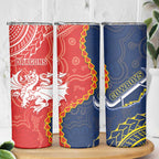 Dragons And Cowboys Rugby Skinny Tumbler Aboriginal Mix Polynesian Pattern