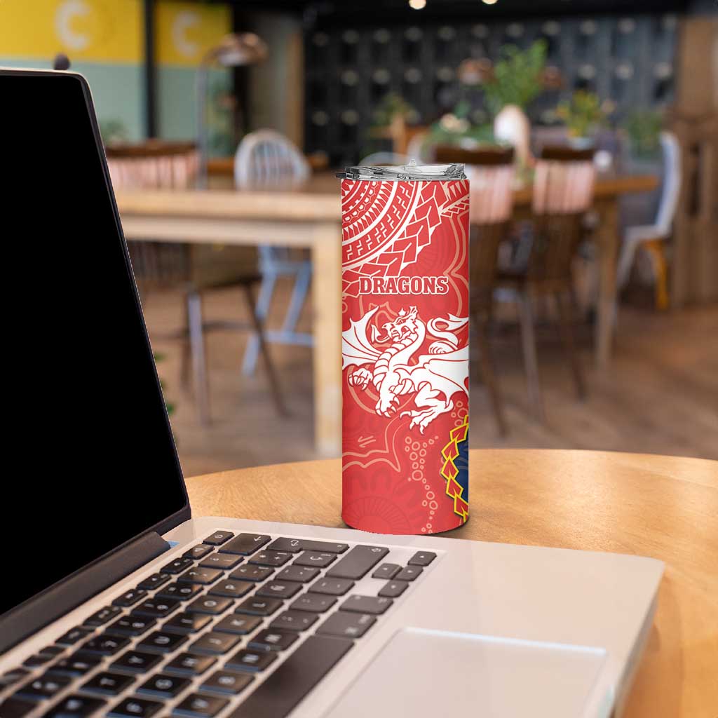 Dragons And Cowboys Rugby Skinny Tumbler Aboriginal Mix Polynesian Pattern