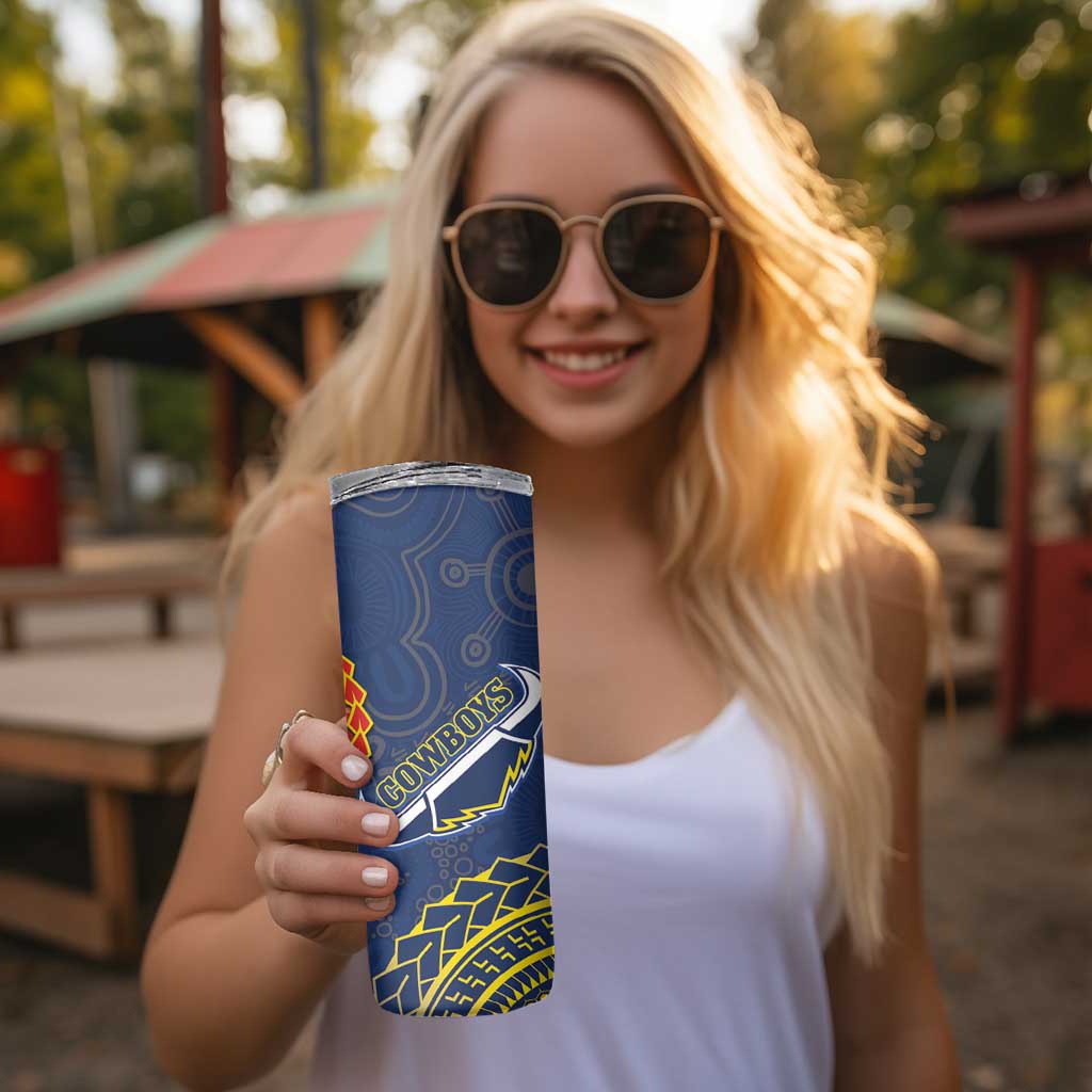 Dragons And Cowboys Rugby Skinny Tumbler Aboriginal Mix Polynesian Pattern