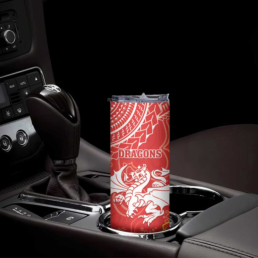 Dragons And Cowboys Rugby Skinny Tumbler Aboriginal Mix Polynesian Pattern
