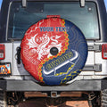 Custom Dragons And Cowboys Rugby Spare Tire Cover Aboriginal Mix Polynesian Pattern