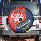 Custom Dragons And Cowboys Rugby Spare Tire Cover Aboriginal Mix Polynesian Pattern