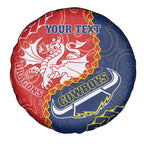 Custom Dragons And Cowboys Rugby Spare Tire Cover Aboriginal Mix Polynesian Pattern