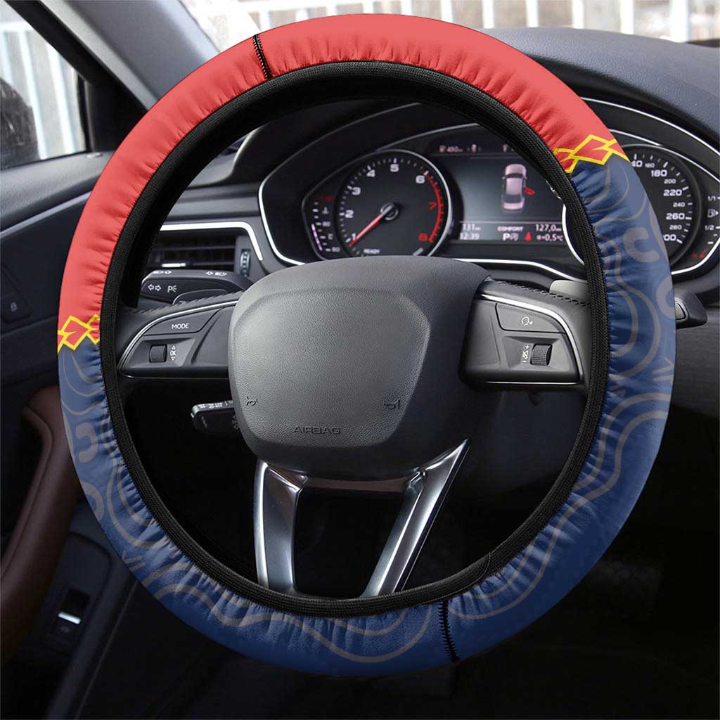 Dragons And Cowboys Rugby Steering Wheel Cover Aboriginal Mix Polynesian Pattern