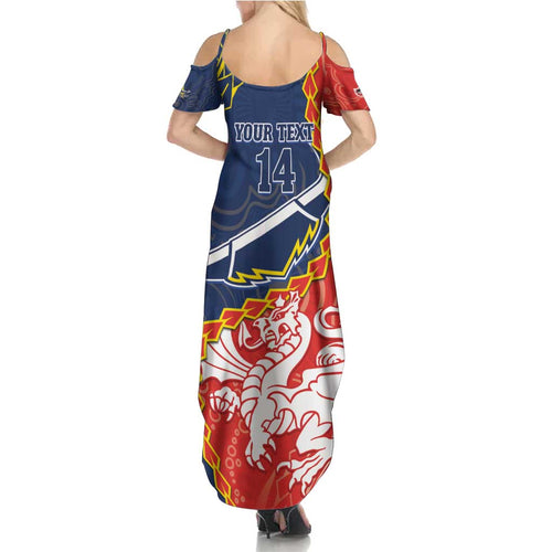 Custom Dragons And Cowboys Rugby Summer Maxi Dress Aboriginal Mix Polynesian Pattern