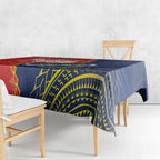 Custom Dragons And Cowboys Rugby Tablecloth Aboriginal Mix Polynesian Pattern