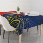 Custom Dragons And Cowboys Rugby Tablecloth Aboriginal Mix Polynesian Pattern