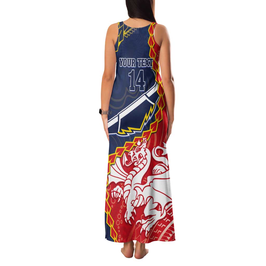 Custom Dragons And Cowboys Rugby Tank Maxi Dress Aboriginal Mix Polynesian Pattern
