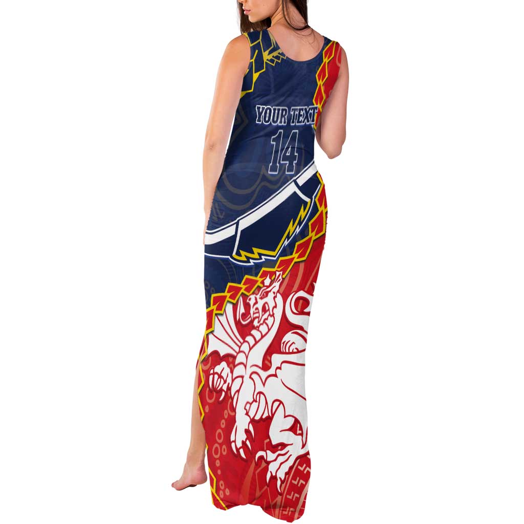 Custom Dragons And Cowboys Rugby Tank Maxi Dress Aboriginal Mix Polynesian Pattern