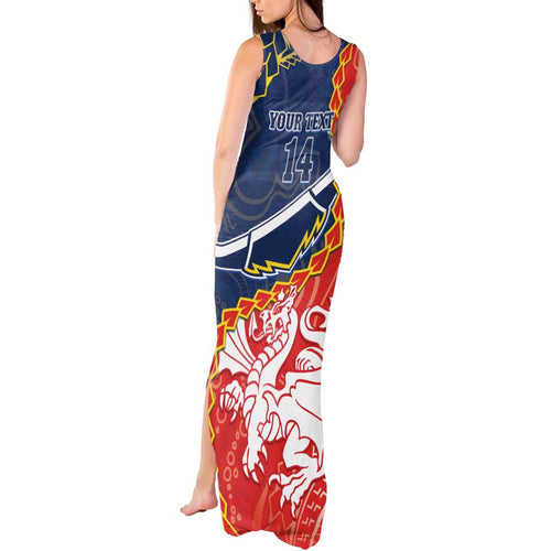 Custom Dragons And Cowboys Rugby Tank Maxi Dress Aboriginal Mix Polynesian Pattern
