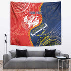 Custom Dragons And Cowboys Rugby Tapestry Aboriginal Mix Polynesian Pattern
