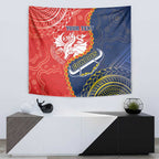 Custom Dragons And Cowboys Rugby Tapestry Aboriginal Mix Polynesian Pattern