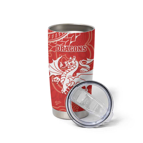 Dragons And Cowboys Rugby Tumbler Cup Aboriginal Mix Polynesian Pattern