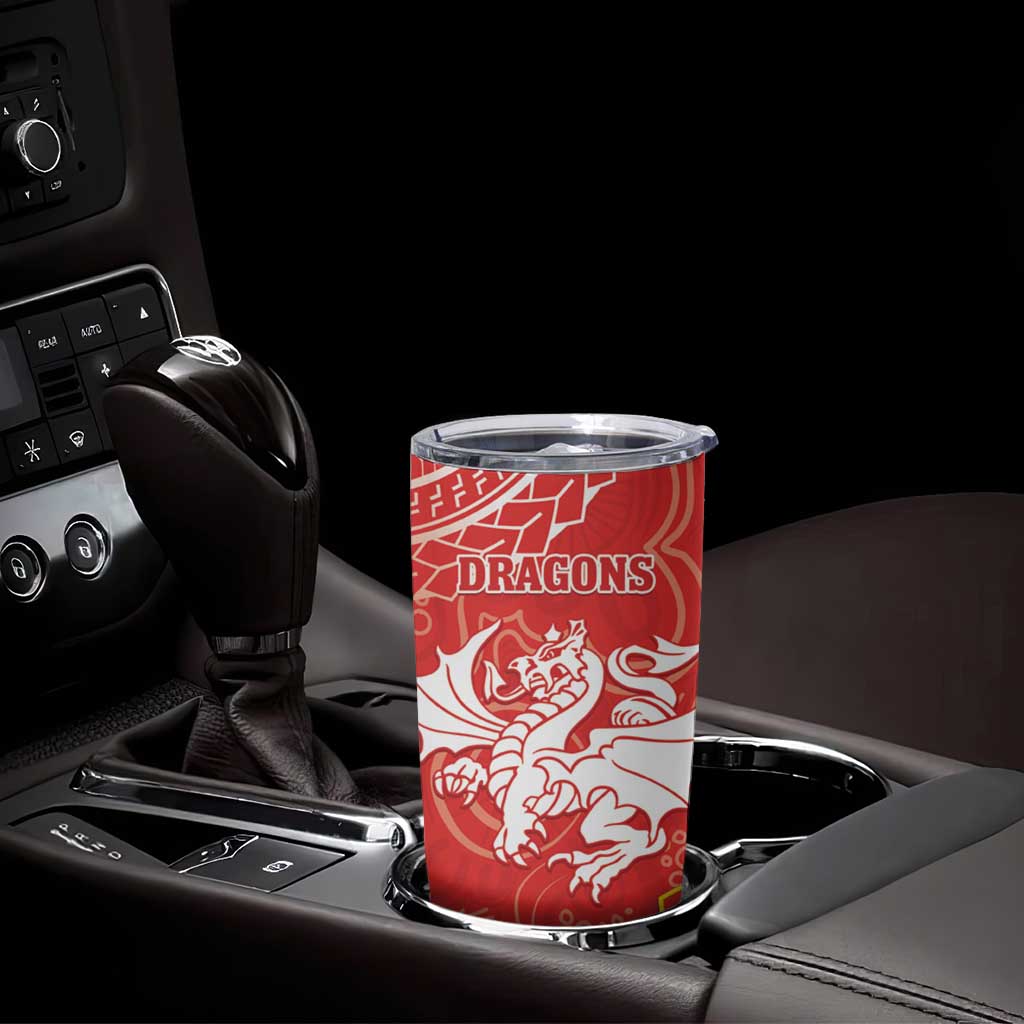 Dragons And Cowboys Rugby Tumbler Cup Aboriginal Mix Polynesian Pattern